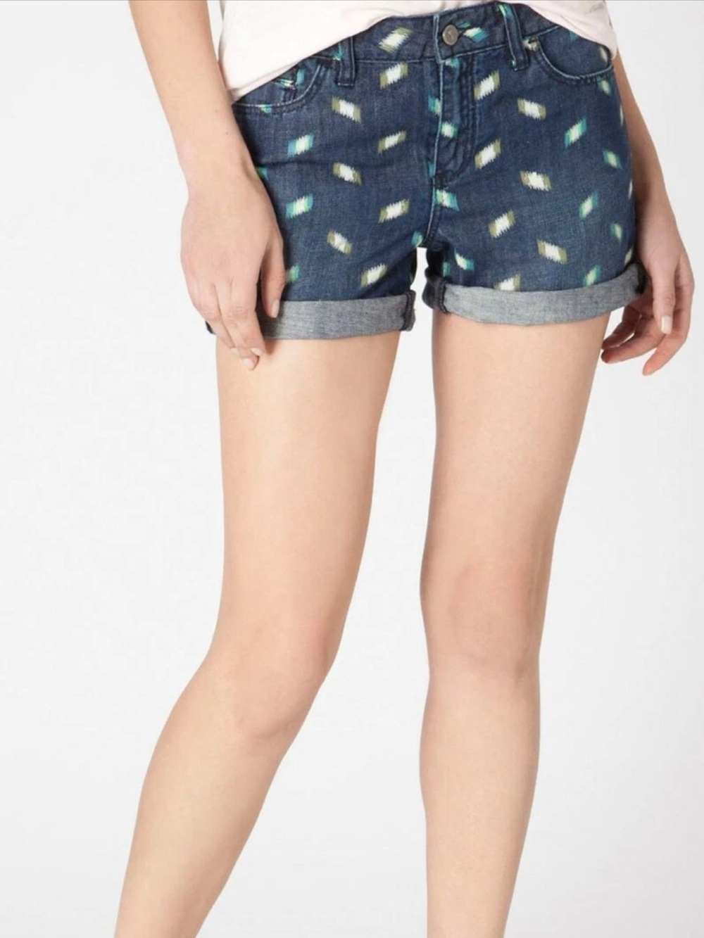 Pilcro and the Letterpress from Anthropologie Shorts with Teal and Light Green